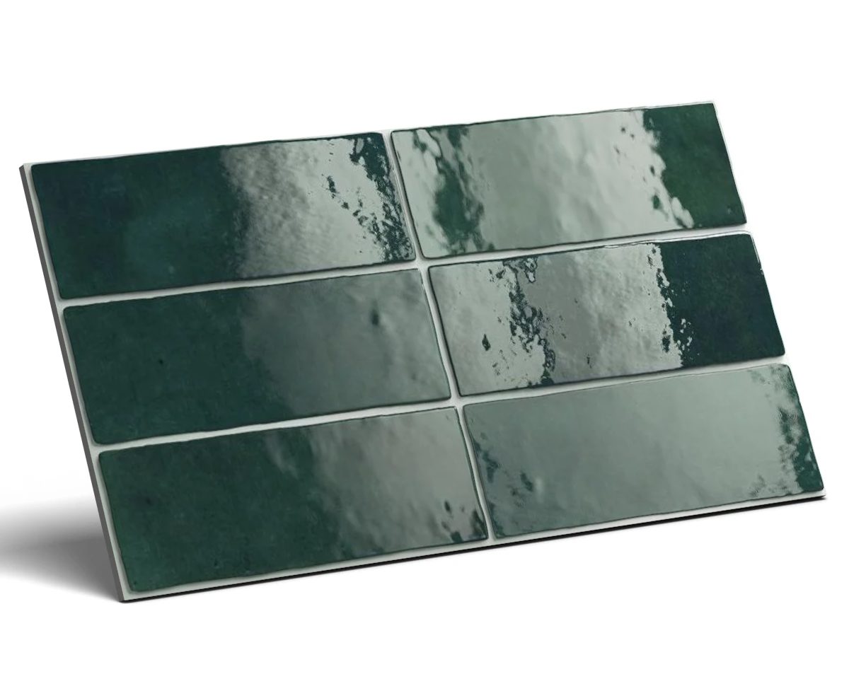 buetlkowa zielien Płytki butelkowa zieleń Artisan Moss Green 6,5×20 cm – połyskujące zielone cegiełki