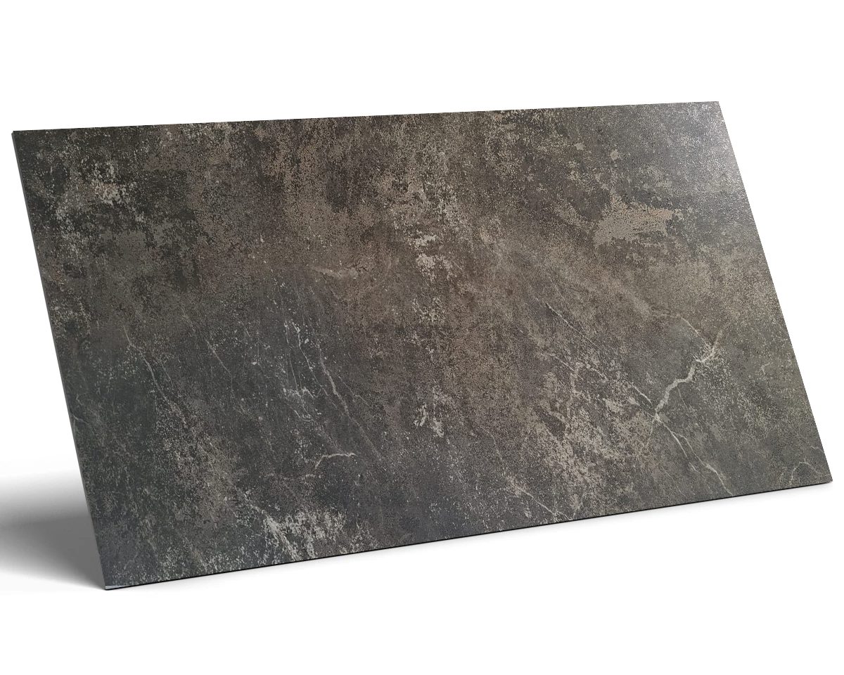 barcon brązowy Brązowe płytki kamieniopodobne Argentum Breccia 60×120 – ciemne tło i jasne żyłkowanie